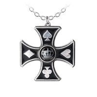Alchemy Gothic Sharps Cross AnhäNger Halskette ULP41 Zinn Silber Schwarz