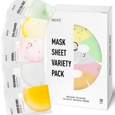 KOSBEAUTY NACIFIC Face Masks Skincare Korean – Premium 10-Sheet Variety Pack... 