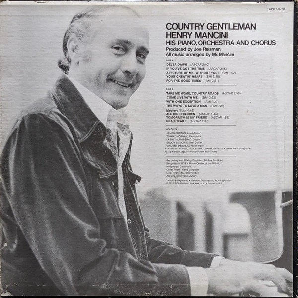 Henry Mancini And His Orchestra And Chorus - Country Gentleman (LP) (Mint (M)) - - Image 2 of 2