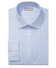 Michael Kors Men's Airsoft Regular Fit Performance Dress Shirt Orange Multi XL