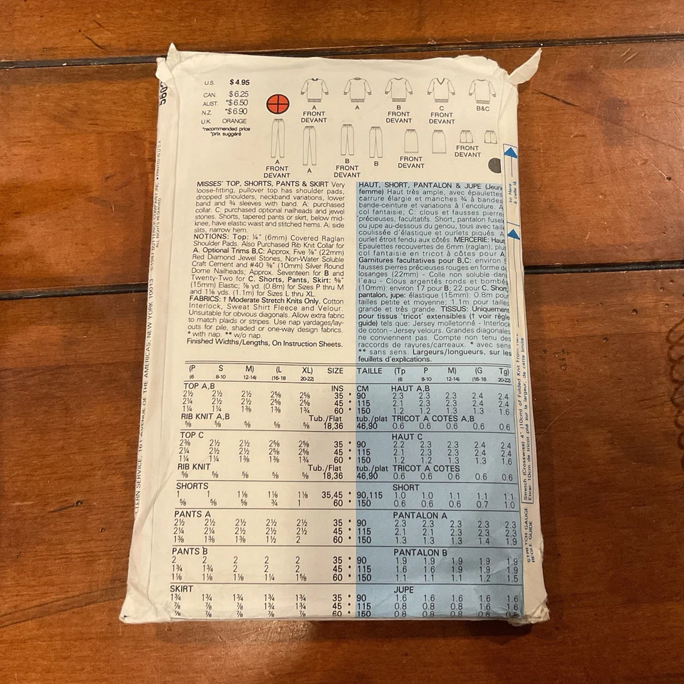 Butterick 5602 Sewing Pattern Shirt Pants Shorts Skirt Casual Miss L-XL UNCUT - Image 2 of 4