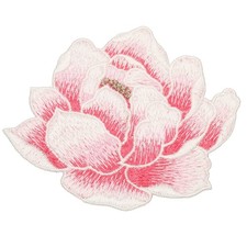 4.3" Peony Flower Embroidered Patch Appliques for Clothes Light Pink