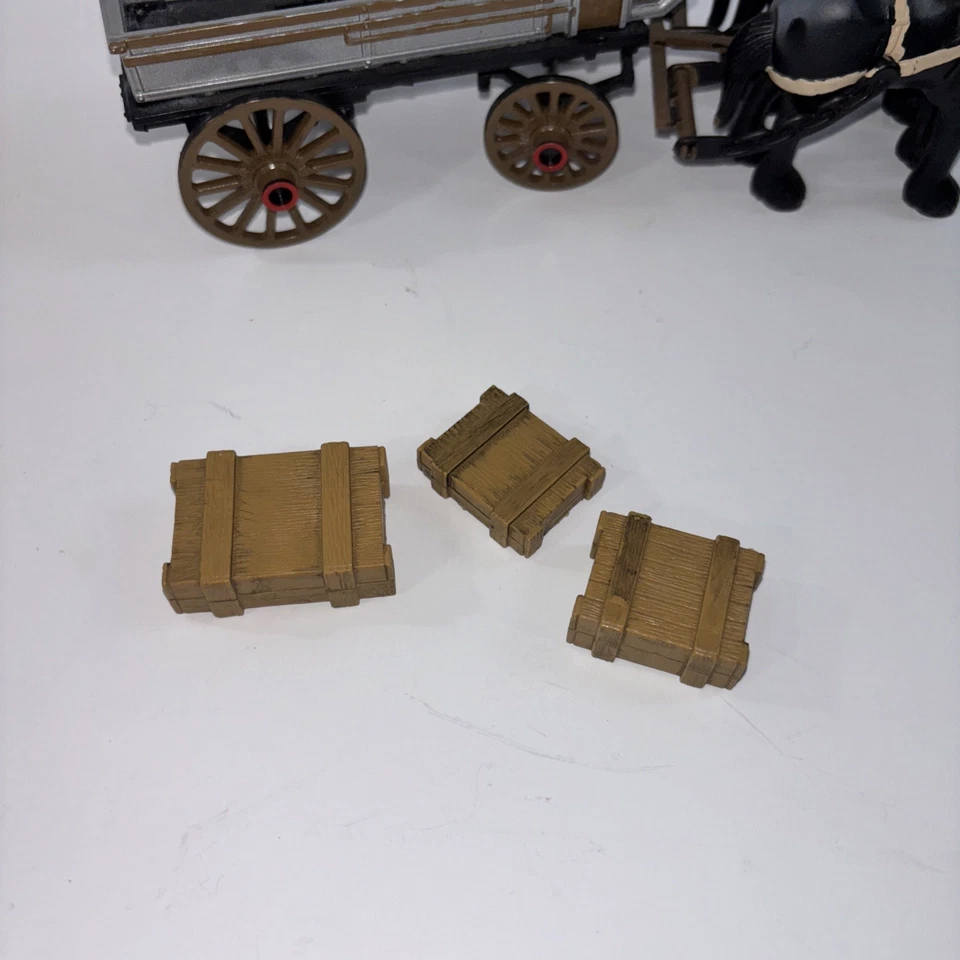 Vintage 1991 Ertl Die Cast Horse Drawn Wagon #8 With Rider & Crates - Image 4 of 4