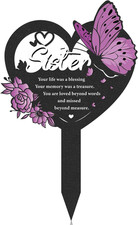Memorial Sister Grave Stakes - Metal Butterfly Cemetery Markers Decorations for