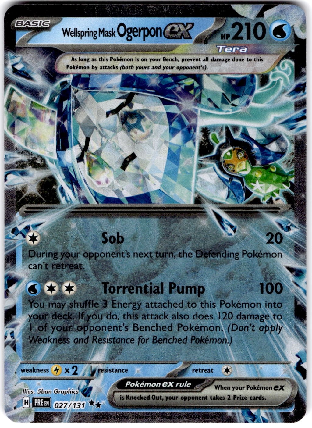 Pokemon Wellspring Mask Ogerpon ex Prismatic Evolutions #27/131 Holofoil