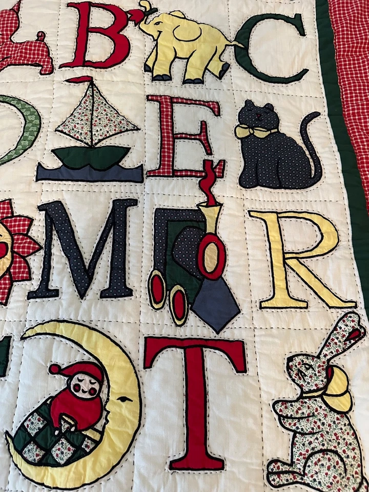 Edredón de alfabeto bordado ABC cuna bebé manta acolchada a mano colgante de pared 40x50 Foto 4 de 4