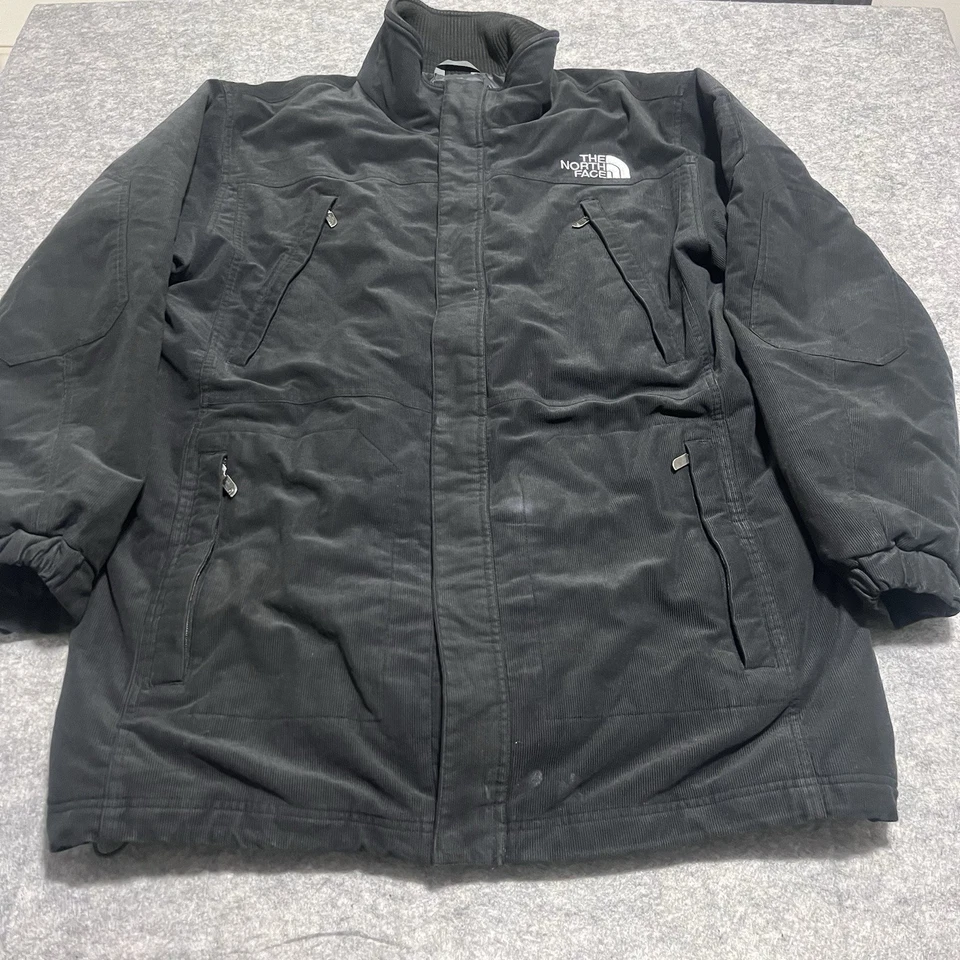 Abrigo Chaqueta The North Face Negro Para Hombre X-LARGE Pana Cremallera Rota Buen Estado Foto 2 de 4