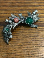 Women's Unbranded Scottish Thistle Brooch One Size Silver Green Red
