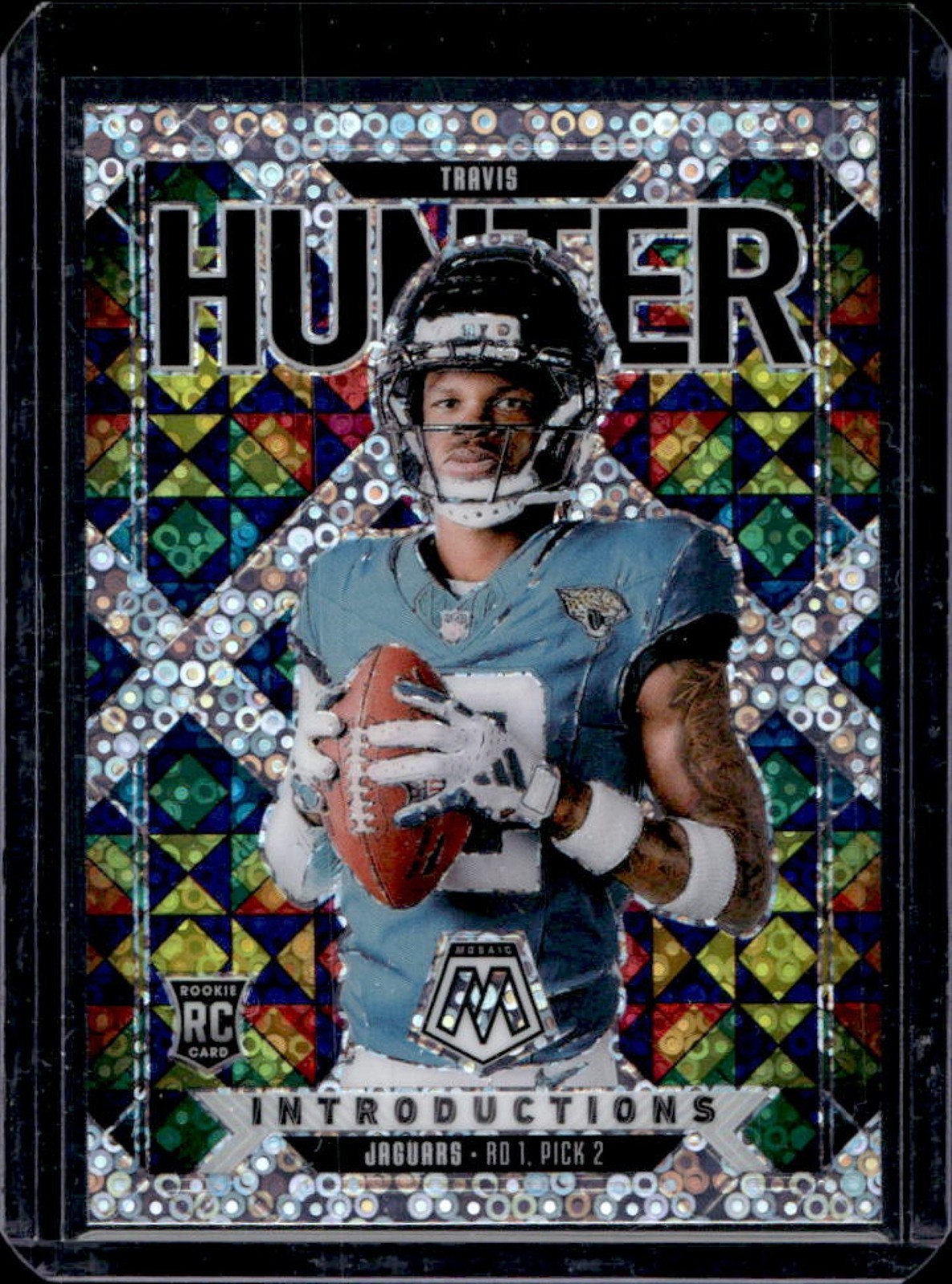 2025 Panini Mosaic Travis Hunter Introductions RC No Huddle Silver Prizm #7