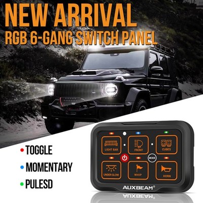 AUXBEAM Light RGB 6 Gang Switch Panel bluetooth Control For Jeep Pickup Truck