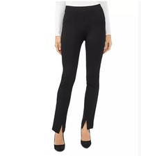 CeCe Black Straight Pants Essentials Front Seam Cuff Boot Slit Size L