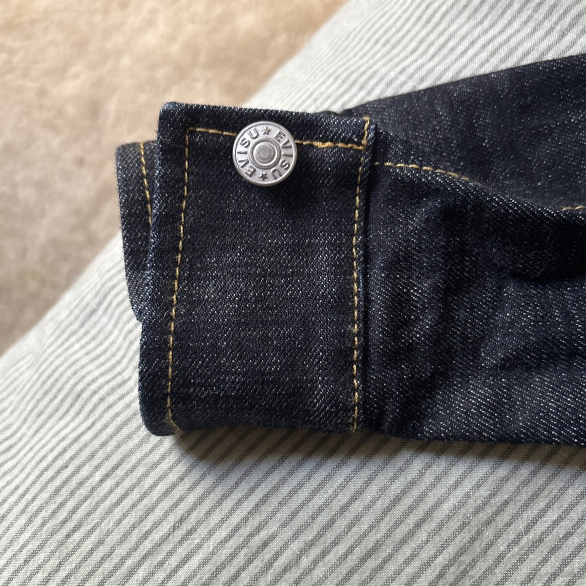 EVISU Heritage Double Seagull Denim Jacket FW22 Sleeve Logo