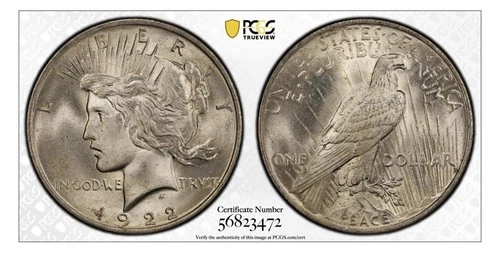 1922-P Peace Dollar — photo from the most recent tracked eBay sale
