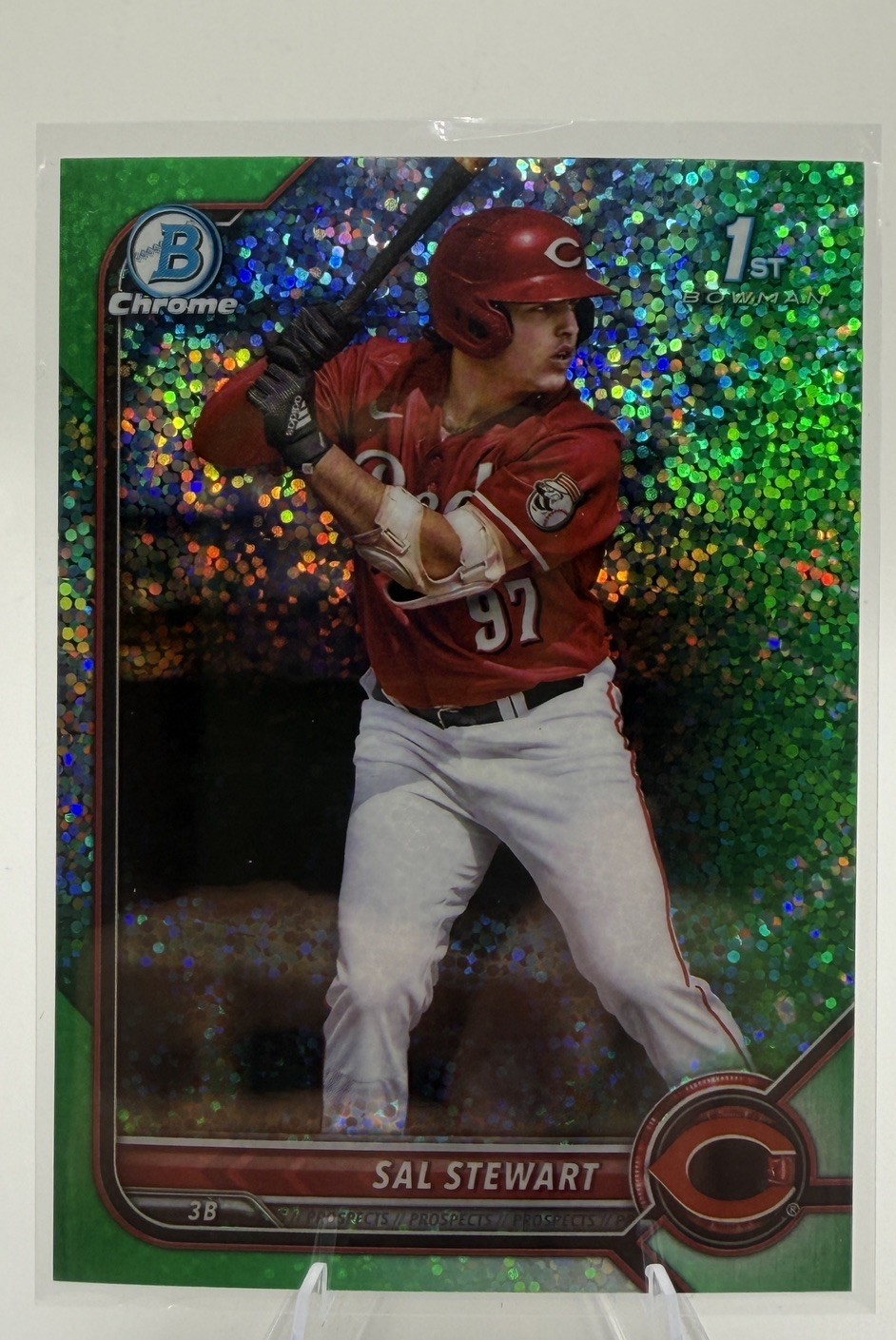 2022 Bowman Draft Chrome 1st Sal Stewart #BDC-122 Green Sparkle Refractor /99 RC