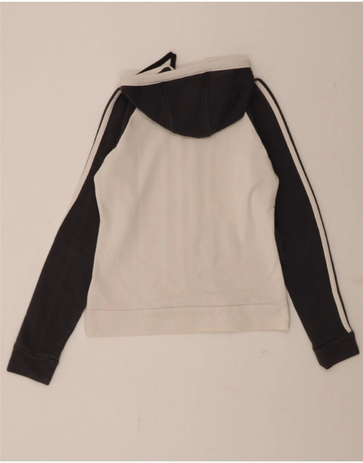 OFF WHITE Felpa con cappuccio ADIDAS donna grafica zip UK 10 small off white colorblock QD07