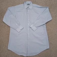Van Heusen Shirt Mens Size 17 Tall Blue Plaid Long Sleeve Button Up Cotton Blend