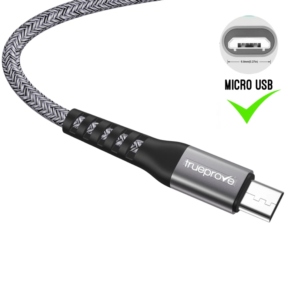 🔥NEW 10FT Metal Tip Micro USB Cable 2.0 Data Sync Fast Charger Samsung Android - Image 3 of 4