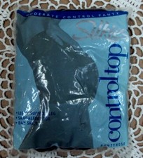 Vtg SILKIES CONTROL TOP Pantyhose  070307 LARGE / NAVY BLUE  Made in USA