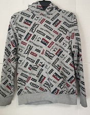 LEVIS youth boys large spell out logo hoodie pull over fleece sweatshirt gray