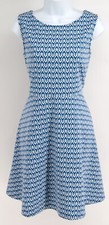 Talbots Petites Sleeveless Back Zip Blue White Dress MP medium petite