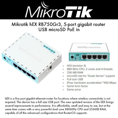 Mikrotik hEX RB750Gr3 5-port Ethernet Gigabit Router RouterBOARD