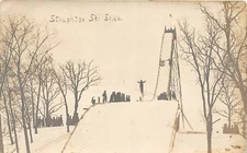 H35/ Stoughton Michigan RPPC Postcard c1910 Ski Slide Skiing Ramp Snow Winter 14