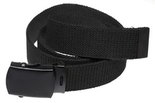 Mens Military Grade Web Belt with Black Metal Slide Buckle