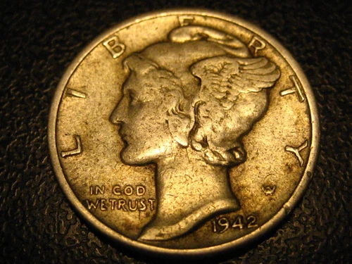 1942-D 90% Silver Mercury Head Dime XF