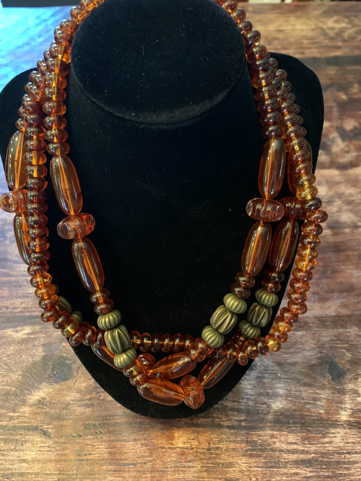 Vintage multi-stranded plastic beaded necklace. 1… - image 1