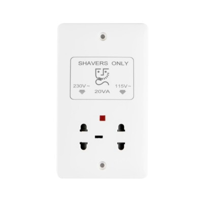Arlec Slimline Rasierersteckdose 7300GB - Dual Voltage 110V/230V, weiß - Neu in OVP