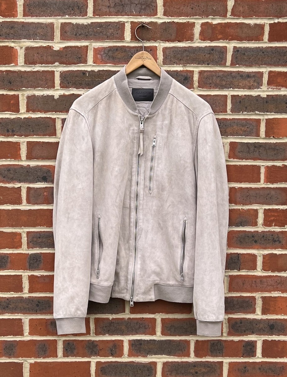 All Saints Mens KEMBLE Suede Bomber Jacket XXL 2XL Biker Leather