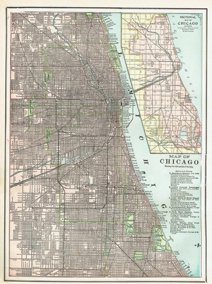 Mapas antiguos de 1901 de Detroit, Indianápolis y Chicago tamaño 2x y 1x Foto 3 de 4