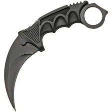 Rite Edge Fixed Knife 3.5" Stainless Steel Karambit Full Blade Black ABS Handle