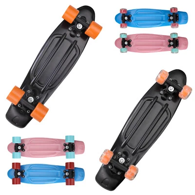 DEUBA MONZANA® Skateboard 22“ Deck ABEC 7 LED Rollen Miniboard Kinder Erwachsene