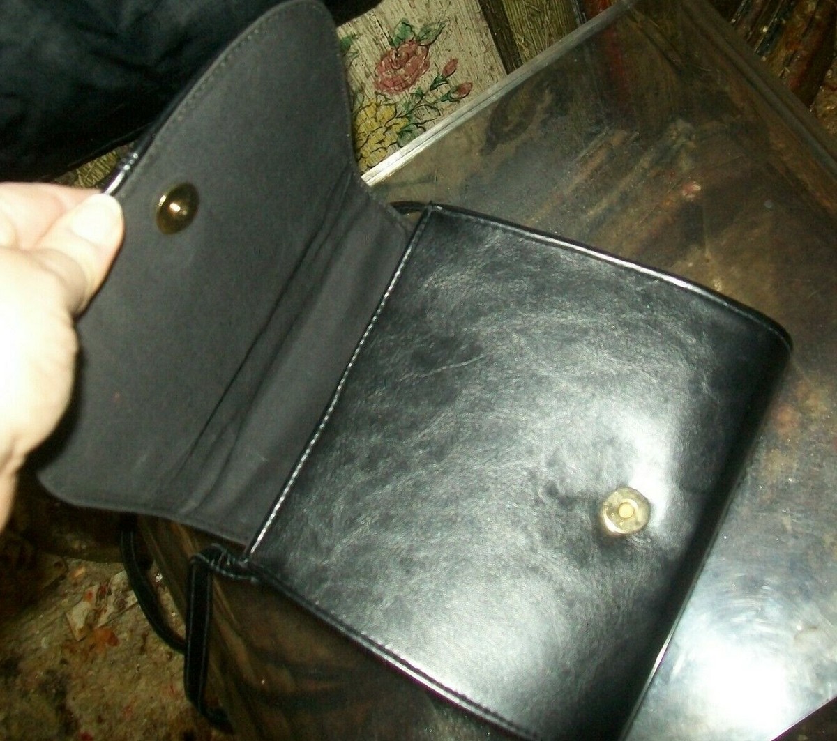 CHATEAU Vintage Black w/Gold Trim Purse/Handbag;Shoulder Strap