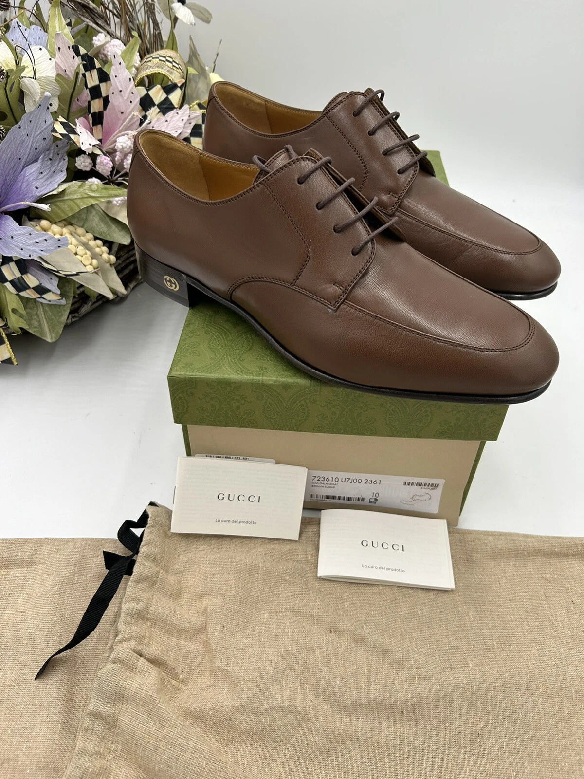 Cuir Gucci homme Oxford taille 10 fabriqué en Italie