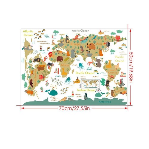 Abnehmbarer Wandsticker Kinderzimmer Weltkarte Vinyl Aufkleber Educational - Bild 5 von 7