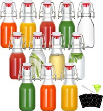 12 Pack 4oz Swing Glass Bottles,Small Flip Glass bottles with airtight Caps