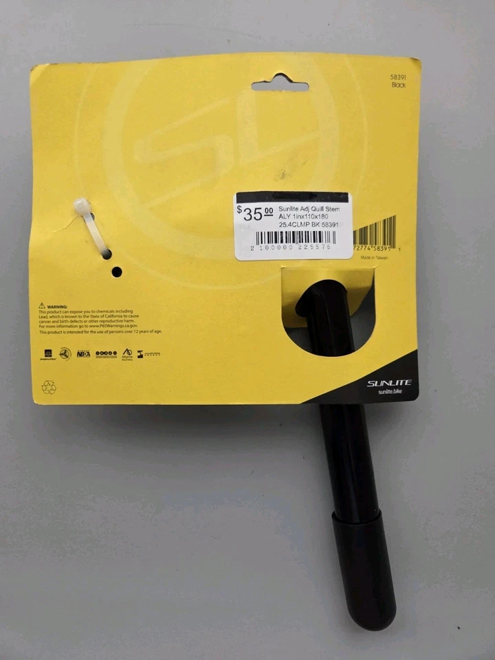 Sunlite Adjustable Quill Stem Alloy 1inx110x180 25.4 Clamp Black 58391 - Image 2 of 2