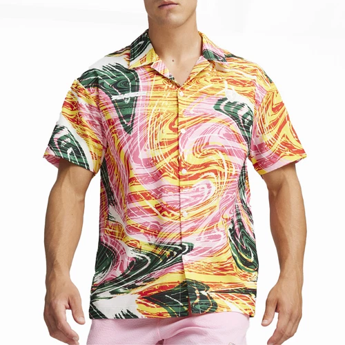 Puma Scuderia Ferrari Race Grafica Collo Manica Corta Bottoni Camicia Uomo Si