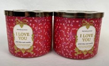 2 Bath & Body Works I Love You Pink Lilac & Vanilla 3 Wick Large Scented Candles