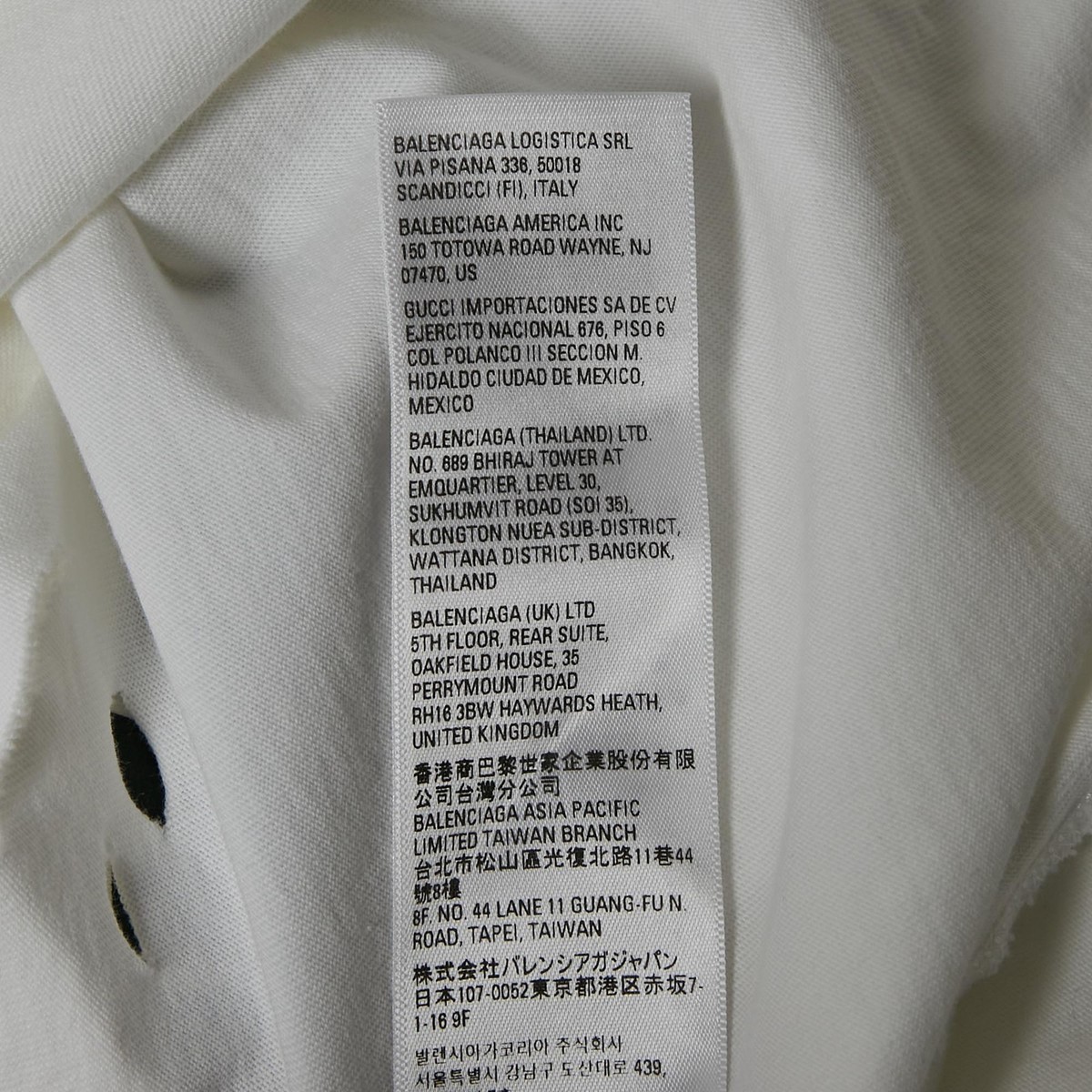 Balenciaga Unifit White Logo Print Distressed Jersey Boxy T