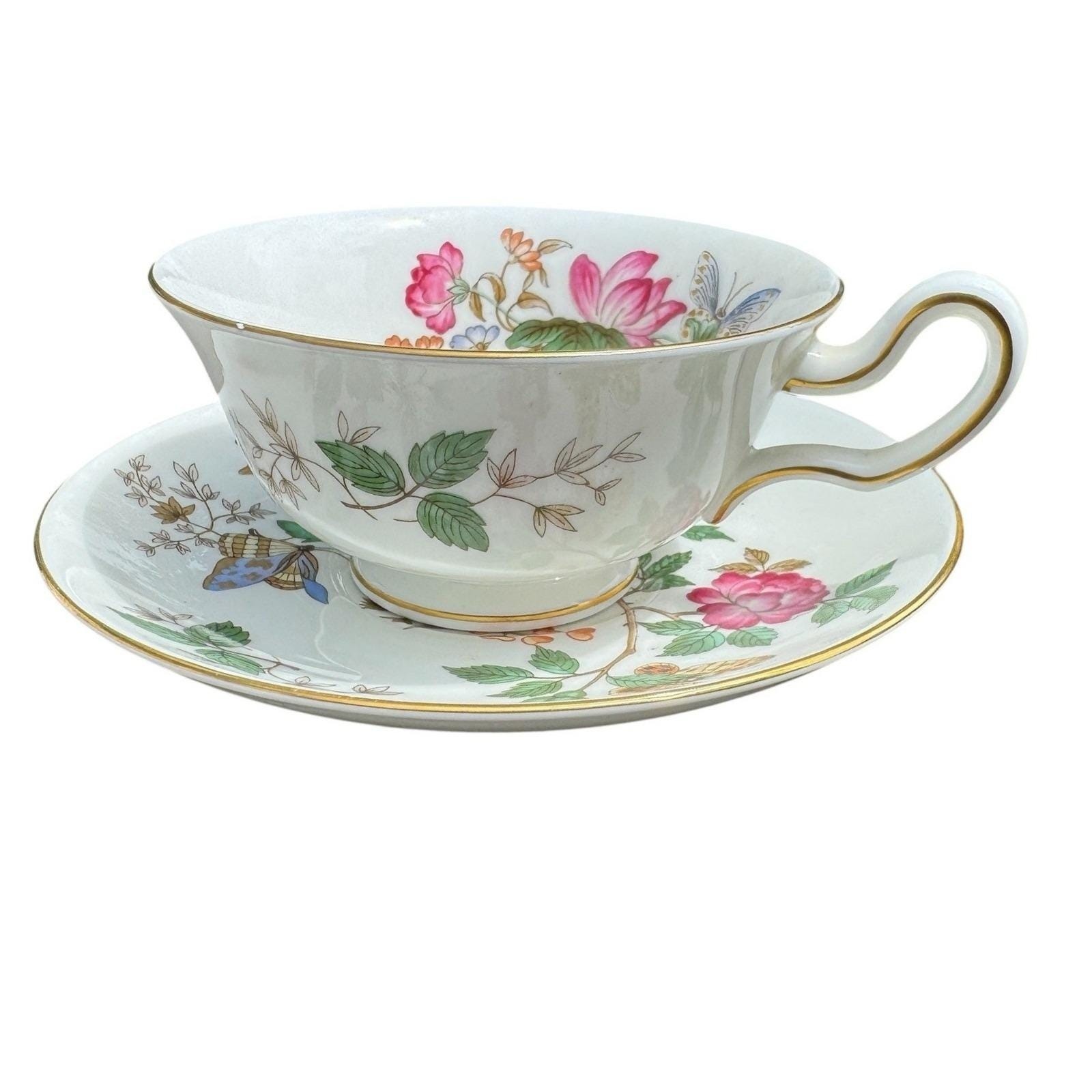 Wedgwood Charnwood Bone China Tea Cup and Saucer Set Floral Butterfly England