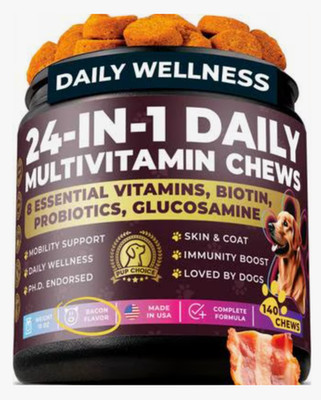 Pup Choice 24-in-1 Daily Multivitamin Chew for Dogs Beef Flavor 140ct EXP 12/27