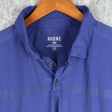 Rhone Regatta Pique Polo Mens L Blue Golf Performance Stretch Shirt Preppy READ