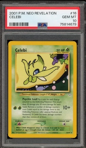 Pokemon Celebi Neo Revelation Unlimited Rare #16 PSA 10 Gem Mint