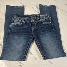 Miss Me Jeans Womens Signature Boot Embroidered Faded Thick Stitch 28X33