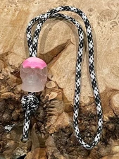 Clear with Pink Glow in the Dark Skull Bead Paracord EDC Knife Lanyard