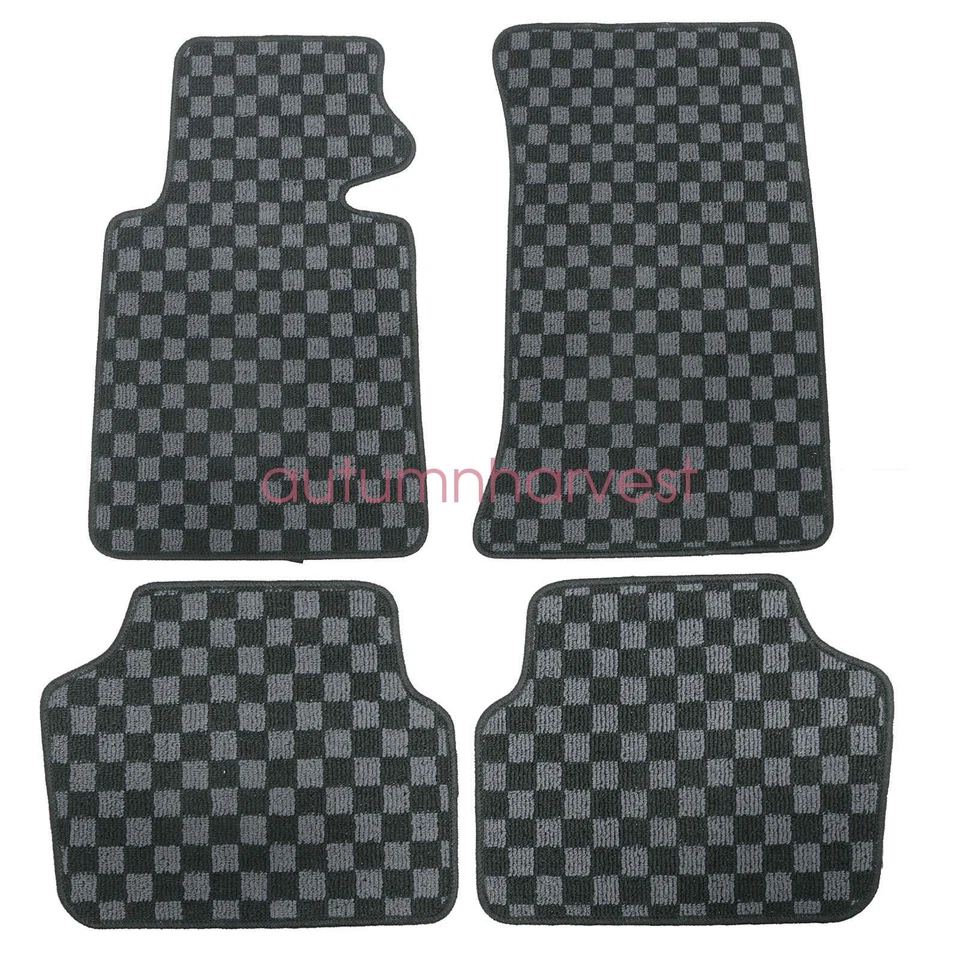 Alfombrillas alfombrillas bandera delanteras y traseras a cuadros para BMW E46 serie 3 1999 a 2006 Foto 4 de 4