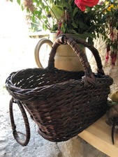 🇫🇷 Vintage French Wicker Wine Bottle Basket Rustic Vineyard Carrier Handwoven
